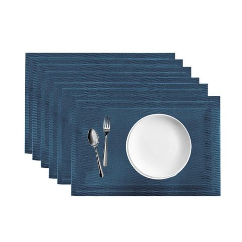 Jogo 6 Lugar Americano Azul Mesa de Jantar 30×45 Pp em Casa Tem