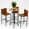 Conjunto Mesa Alta Bar Bistrô Alabama com 3 Banquetas de Ferro Kiel - Preto-Freijó - Harmoniza - 1