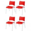 Ver imagem 1 de Cadeira Iso Base Branco Escola, Escritório Vermelho Kit 4 Un