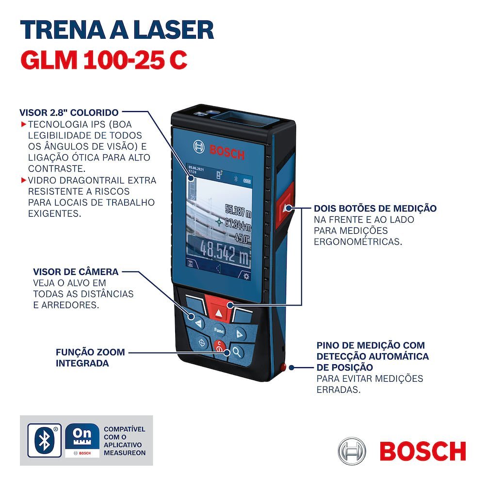 Medidor de Distância a Laser 100m Vermelho Bosch GLM 100-25 C 0601072Y00-000 - 10