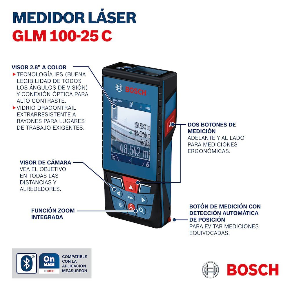 Medidor de Distância a Laser 100m Vermelho Bosch GLM 100-25 C 0601072Y00-000 - 9