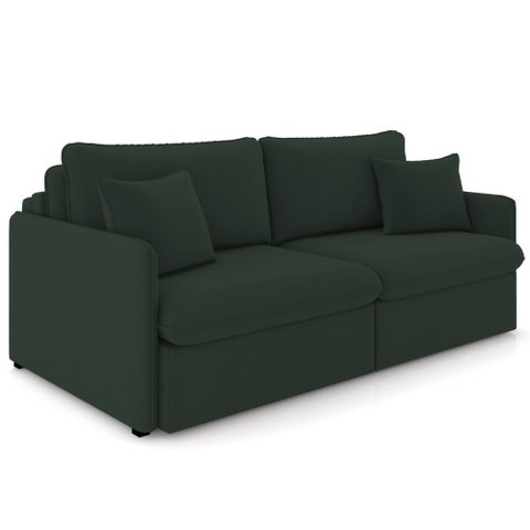 Sofá Cama Retrátil para Sala de Estar 254cm Una K01 Veludo Verde Musgo - Lyam Decor
