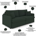 Ver imagem 4 de Sofá Cama Retrátil para Sala de Estar 254cm Una K01 Veludo Verde Musgo - Lyam Decor