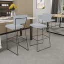 Ver imagem 2 de Kit 02 Banquetas Alta para Cozinha Sala de Jantar Base em Aço Allana L02 Suede Cinza - Lyam Decor