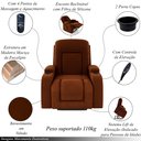 Ver imagem 3 de Poltrona do Papai Reclinável Sala de Cinema Crihs LIFT com Massagem e Aquecimento Veludo Terracota G23 - Gran Belo