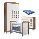 Ver imagem 1 de Quarto de Bebê New Selena 3 Portas com Cômoda Selena e Berço Mirelle Branco Acetinado Amadeirado e C