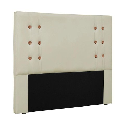 Cabeceira Cama Box Casal King Cléo Estofada Fixação no Box Corino Creme Loja Sheep
