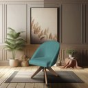 Ver imagem 2 de Poltrona Cadeira Giratória Bela Suede Azul Turquesa Base de Madeira - Pallazio