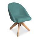 Ver imagem 1 de Poltrona Cadeira Giratória Bela Suede Azul Turquesa Base de Madeira - Pallazio