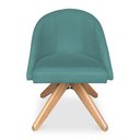 Ver imagem 3 de Poltrona Cadeira Giratória Bela Suede Azul Turquesa Base de Madeira - Pallazio