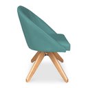Ver imagem 4 de Poltrona Cadeira Giratória Bela Suede Azul Turquesa Base de Madeira - Pallazio