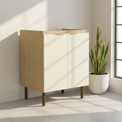 Balcão de Cozinha 2 Portas 60cm sem Tampo Nanda Nature/Arenas
