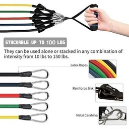 Kit Extensor Elástico 11 Peças Exercício Fitness Pilates - 2