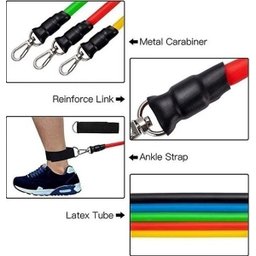 Kit Extensor Elástico 11 Peças Exercício Fitness Pilates - 4