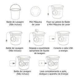 Mini Máquina Lava Roupas No Balde Usb Portátil Lavadoura - 4