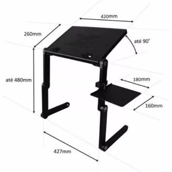 Mesa Notebook Multifuncional Articulavel Cama Mouse T8 - 5