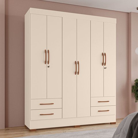 Guarda-Roupas Porto Rico 100% MDF Tuboarte 6 Portas 4 Gavetas