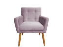 Ver imagem 2 de Kit 2 Poltronas Decorativa Onix Suede Rosê Pés Madeira Ms Decor