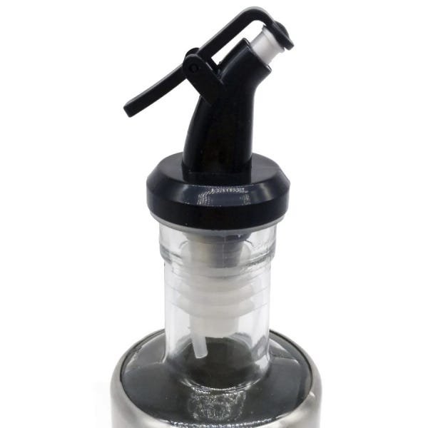 Porta Azeite Vinagre Galheteiro Em Vidro Aço Inox com Dosador - 6