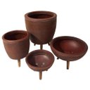 Ver imagem 3 de Kit 4 Vasos Plantas e Decoração Tripé de Madeira Marrom