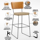 Ver imagem 4 de Kit 03 Banquetas Altas Sala Jantar Fixa Allana L02 Couríssimo Whisky Linho Bege Escuro - Lyam