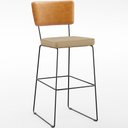 Ver imagem 3 de Kit 03 Banquetas Altas Sala Jantar Fixa Allana L02 Couríssimo Whisky Linho Bege Escuro - Lyam