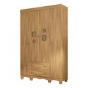 Ver imagem 1 de Guarda-Roupa Infantil 122cm com Vidro 4 Portas e 2 Gavetas Suspiro Multimóveis Mp4811 Madeirado