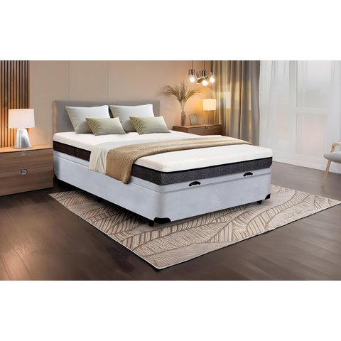 Cama Box Baú Casal Serenelife - Suede Cinza Claro