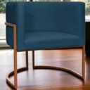 Ver imagem 5 de Poltrona Decorativa Recepção Luna Suede Cores Base de Ferro Bronze - Azul-marinho, Suede