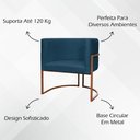 Ver imagem 6 de Poltrona Decorativa Recepção Luna Suede Cores Base de Ferro Bronze - Azul-marinho, Suede