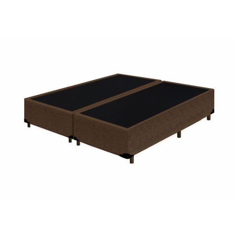 Base Box Queen Blindado Bipartido NK Camas Suede Marrom 40x158x198