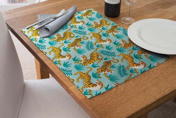 Jogo Americano Impermeável 6 Pcs Para Buffet tigres - 1