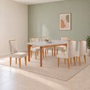 Ver imagem 1 de Conjunto de Mesa de Jantar Dublin 180 Tp MDF Vidro Canto Copo 6 Cadeiras Estela