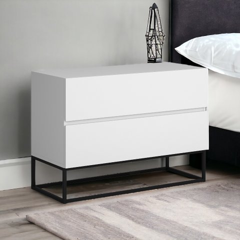 Mesinha Lateral de Cabeceiro Modelo Eros 60cm Variedade de Cores com Base Metalon Preto:branco
