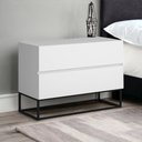 Ver imagem 1 de Mesinha Lateral de Cabeceiro Modelo Eros 60cm Variedade de Cores com Base Metalon Preto:branco