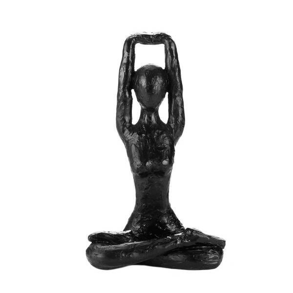 Figura Decorativa Em Resina Yoga Preta