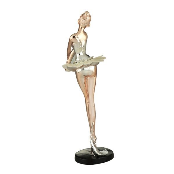 Figura Decorativa Em Resina Bailarina Rose Gold - 3