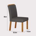 Ver imagem 4 de Conjunto Sala de Jantar Sofia 1,80m Tampo Vidro Off com 6 Cadeiras Jade Cinamomo/Joli Chumbo