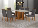 Ver imagem 6 de Conjunto Sala de Jantar Sofia 1,80m Tampo Vidro Off com 6 Cadeiras Jade Cinamomo/Joli Chumbo