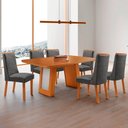 Ver imagem 1 de Mesa de Jantar Carolina 180cm Tampo MDF Base Detalhe Off Laminado Canto Copo com 6 Cadeiras Carolina