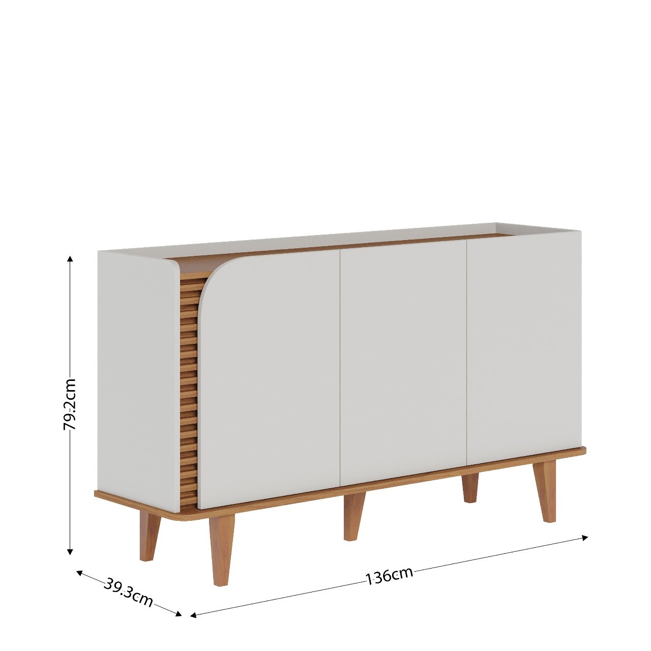 Sala de Jantar Jurerê com Cristaleira e Buffet Aparador - Colibri Off White Matte/freijó - 3