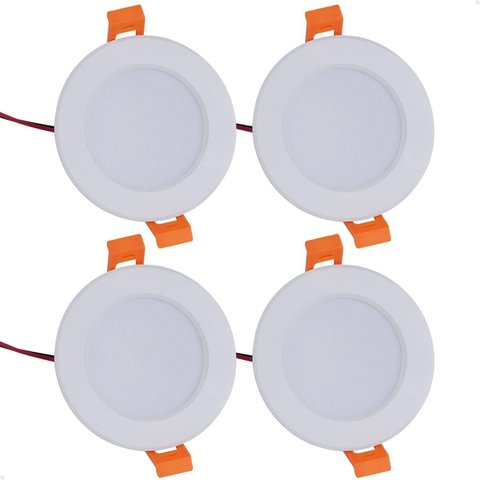 Kit 4 Plafon Painel Led Redondo Embutir 3w 7000k Lorben