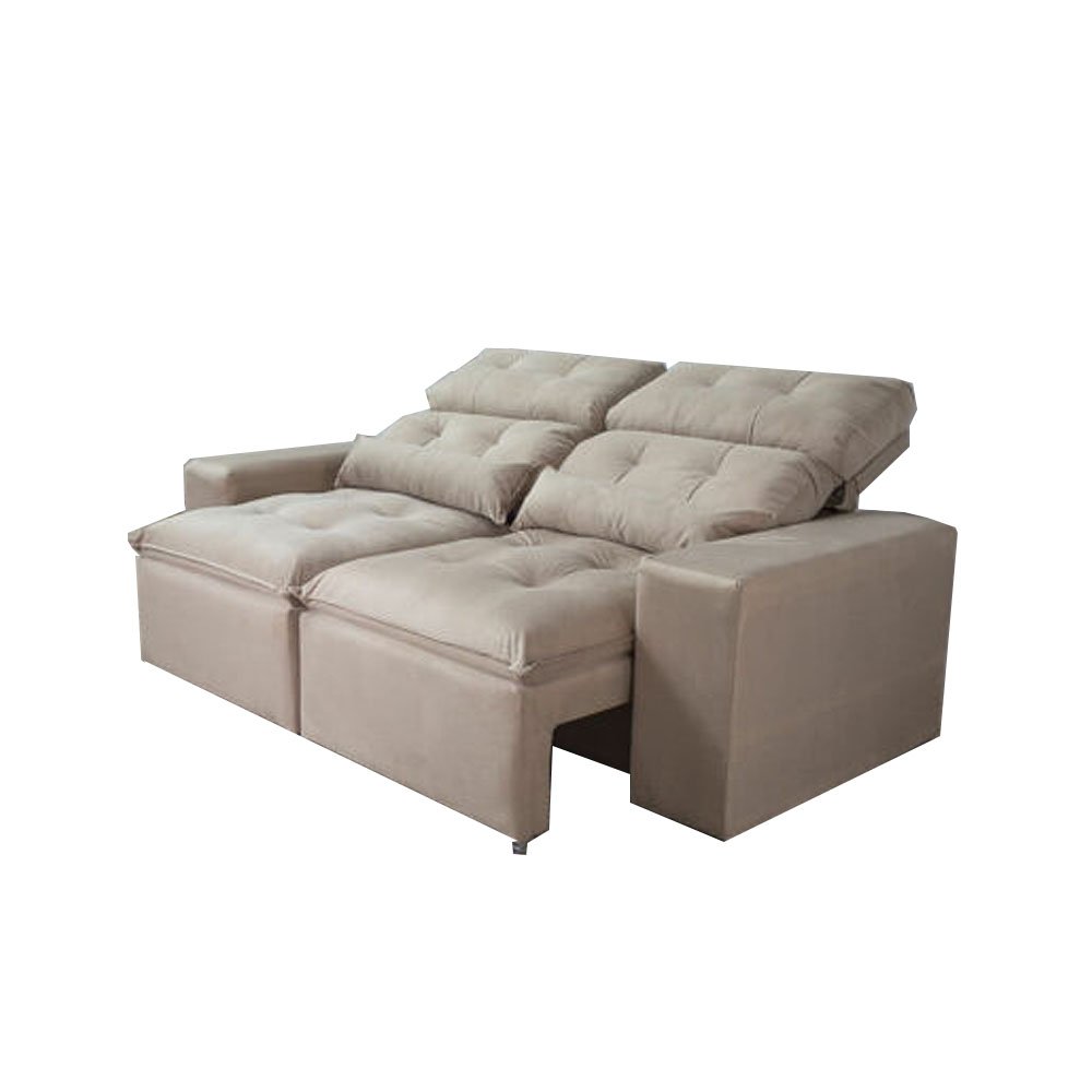 Sofá Retrátil e Reclinável Com Pillow Suede Bege Veneza Estofados 2 ...
