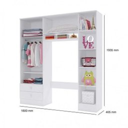 Guarda-Roupa Infantil 5 Portas 2 Gavetas Bambini Espresso Móveis - 4