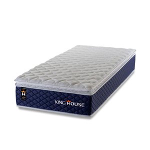 Colchão Solteirão King House Lagras 96x203x28 Azul c/ Molas Ensacadas