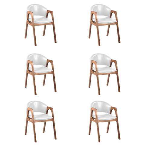 Kit 6 Cadeiras Decorativa Sala de Jantar Luxo Larissa Facto Branco - Mozzelar