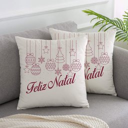 Almofada Suede Off White Natal 02 40x40cm Vermelho FASTLAR ALMOFADA NATAL Capa com enchimento - 1