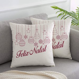 Almofada Suede Off White Natal 02 40x40cm Vermelho FASTLAR ALMOFADA NATAL Capa com enchimento