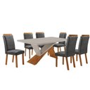 Ver imagem 1 de Mesa de Jantar Yasmin 180cm Tampo MDF Vidro Canto Copo com 6 Cadeiras Lorena