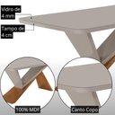 Ver imagem 3 de Mesa de Jantar Yasmin 180cm Tampo MDF Vidro Canto Copo com 6 Cadeiras Lorena